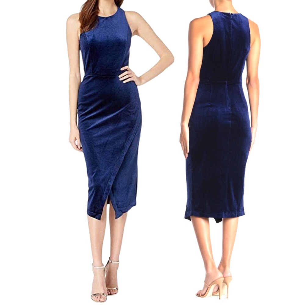 Yumi Kim Navy Blue Late Night Velvet Midi Dress XL